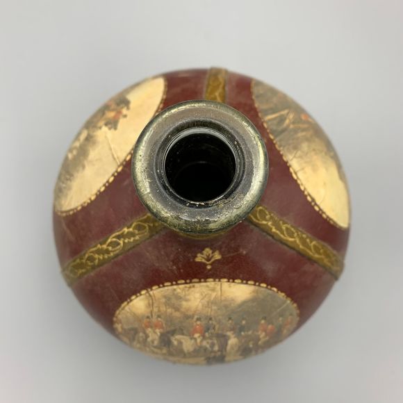 Vintage 1960s Fausto Cordin Leather Wrapped Decanter Hunt Scenes Florence Italy - Picture 5 of 10